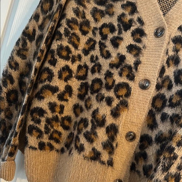Leopard Print Button-Up Sweater - Picture 3 of 3